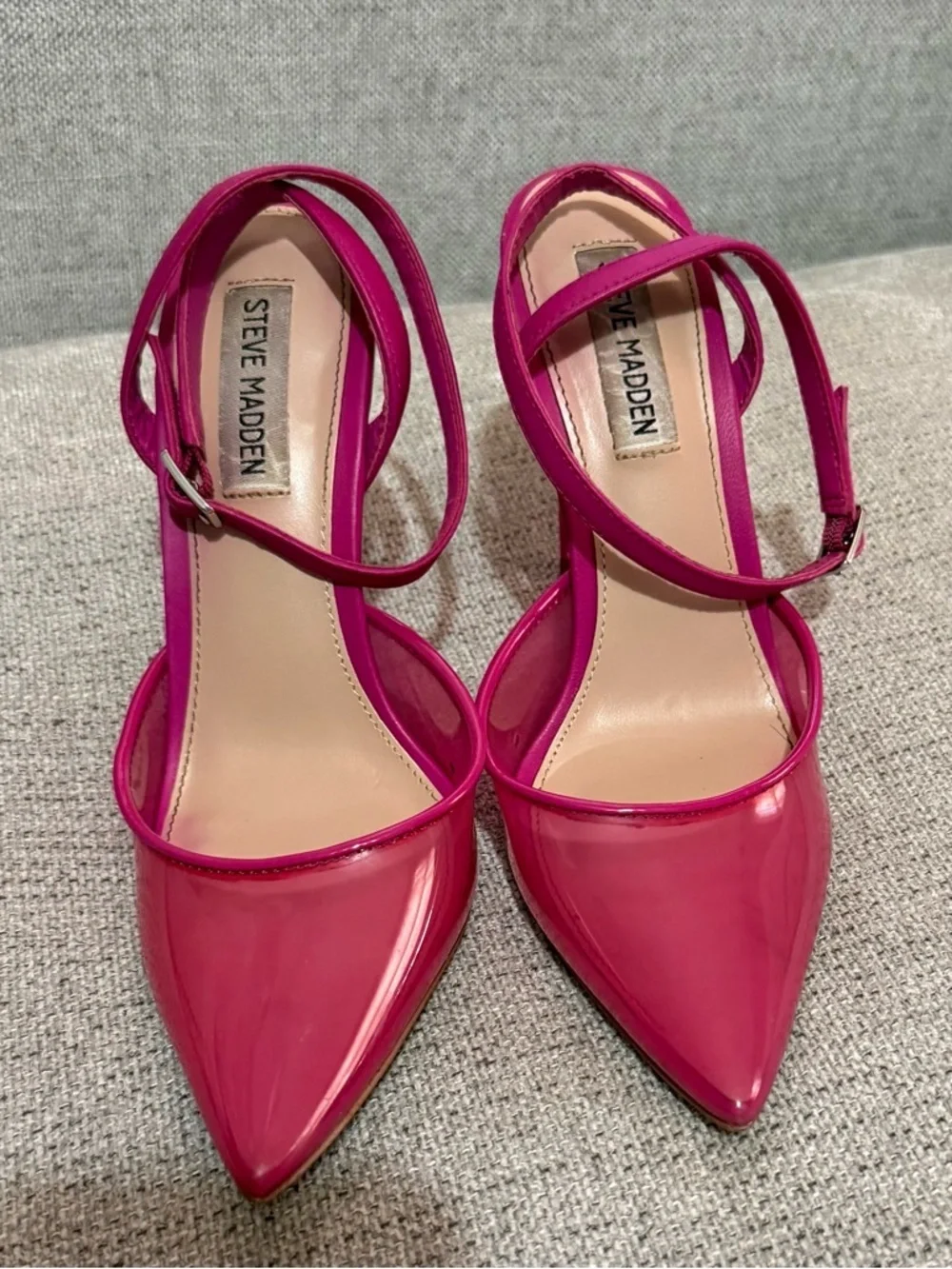 Steve Madden Hot Pink Patent D'Orsay Ankle-Strap Pumps